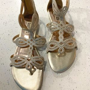 Badgley Mischka Gold and Crystal Sandals
